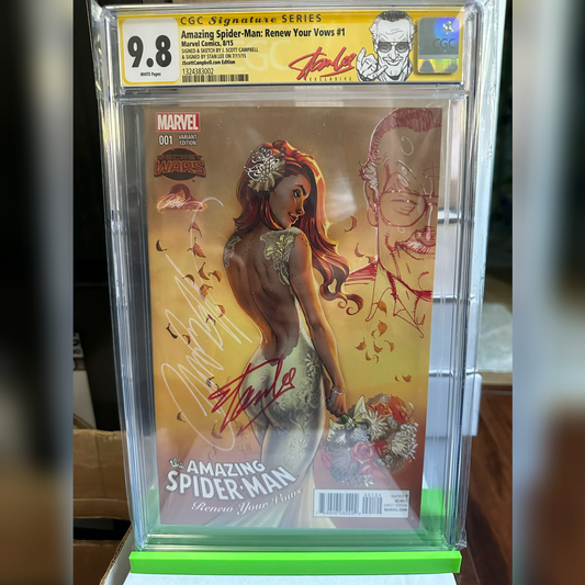 Amazing Spider-Man: Renew Your Vows #1 JSC CGC 9.8 Stan Lee Signed & J. Scott Campbell Signed w/ Sketch